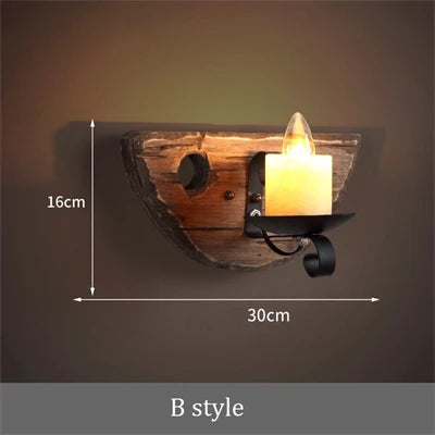 applique murale industrielle en bois style loft vintage - vue 17 sur 19