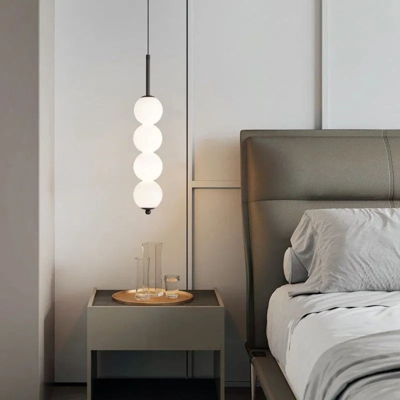 Suspension en verre nordique LED cuivre vent gourde 3-8 tête chevet suspendu décor lampe pour étude chambre salon éclairage - vue 3 sur 14