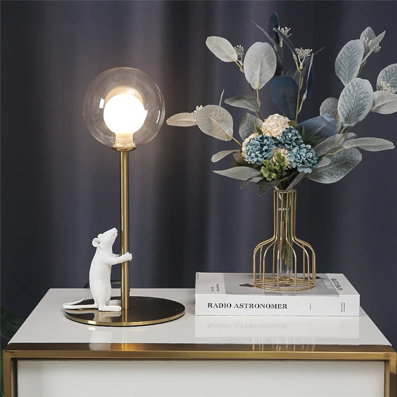 lampadaire moderne souris en résine lampe à LED décoration créative - vue 4 sur 8