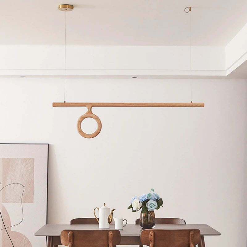lustre en bois nordique style japonais pour éclairage intérieur - vue 2 sur 11