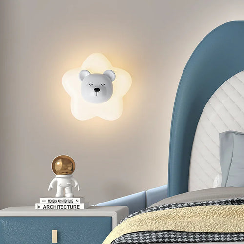 applique murale led étoile lune ours lapin minimaliste moderne - vue 2 sur 10