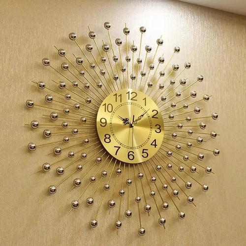 horloge murale créative en métal design européen silencieuse - vue 3 sur 9