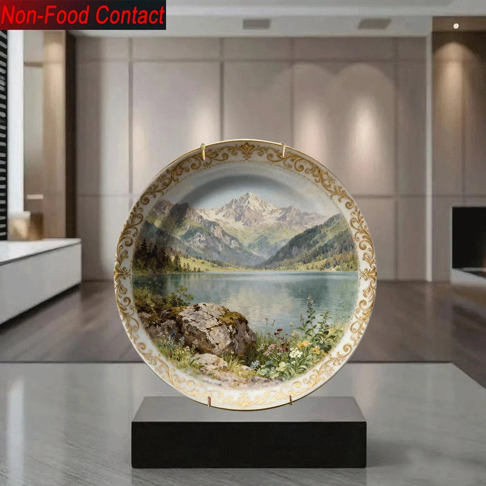 Assiette murale décorative céramique motif paysage élégant - vue 5 sur 5