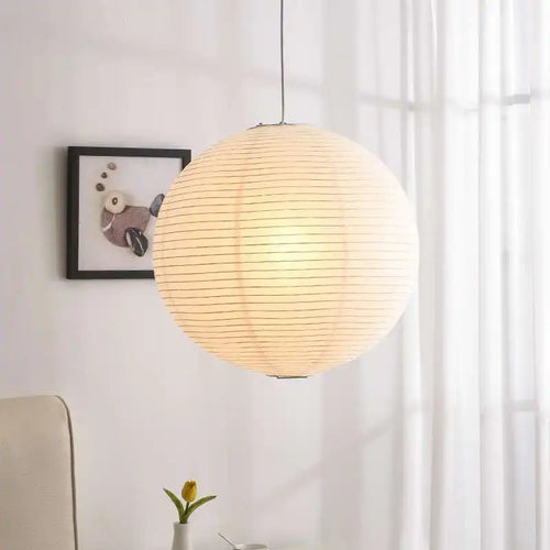 Nordique Wabi Sabi vent rond papier de riz suspension LED lumières salon salle à manger chambre Loft Restaurant Bar décor à la maison lustre - vue 3 sur 5