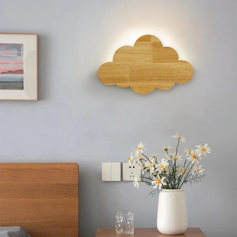 applique murale nuage en chêne naturel pour décoration enfant - vue 3 sur 7