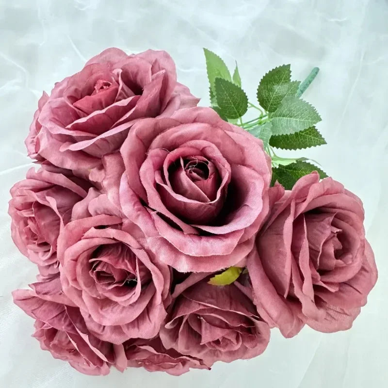 bouquet de roses artificielles en soie pour décoration intérieure - vue 16 sur 28