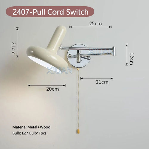 applique murale moderne bras pivotant led en tissu plissé métal - vue 13 sur 23