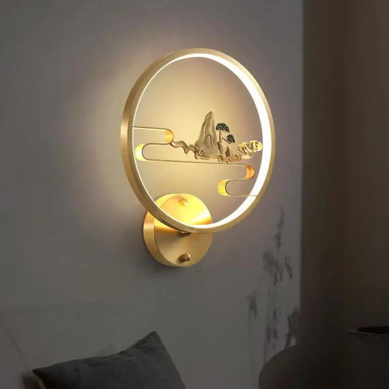 applique murale led traditionnelle chinoise en cuivre pour intérieur décoratif - vue 2 sur 10