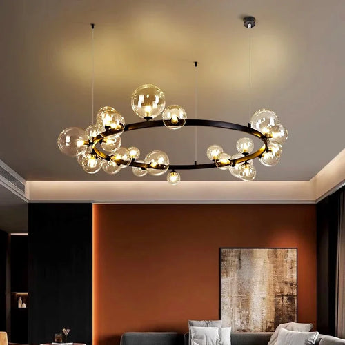 lustre nordique en verre design pour un éclairage élégant - vue 4 sur 8
