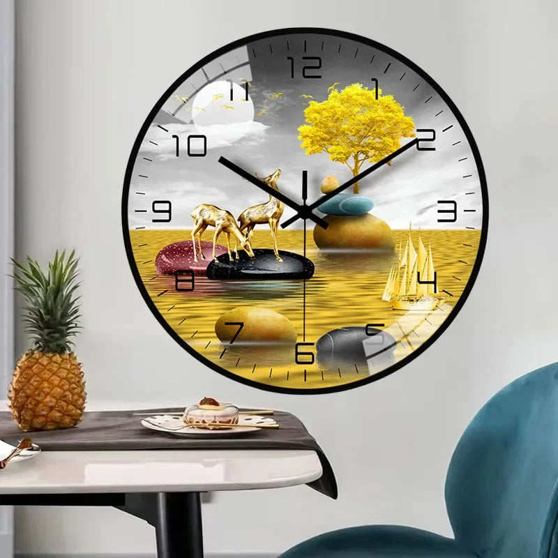horloge murale en verre design moderne style chinois créatif et muet - vue 4 sur 11