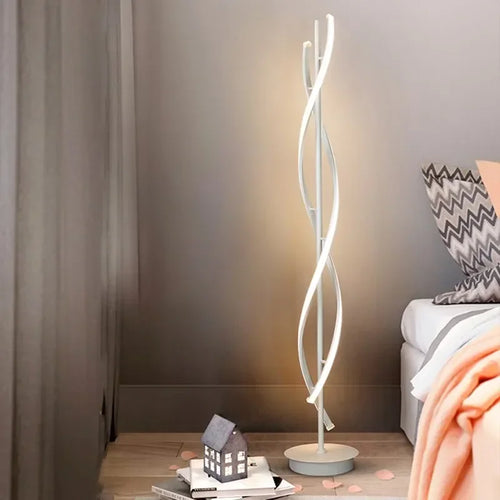 Lampadaire LED moderne en spirale en aluminium pour canapé à côté de la chambre à coucher salon décoration intérieure verticale salle d'étude chevet maison lumière - vue 2 sur 8