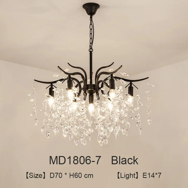 lustre nordique led en cristal de luxe décoration - vue 9 sur 14
