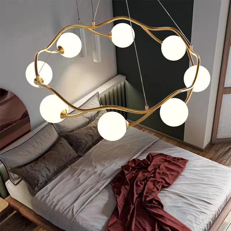 Luxe Or LED Lustre Maison Enfants Salon Salle à manger Chambre Restaurant Suspension Intérieur Lampes Décoratives - vue 6 sur 8