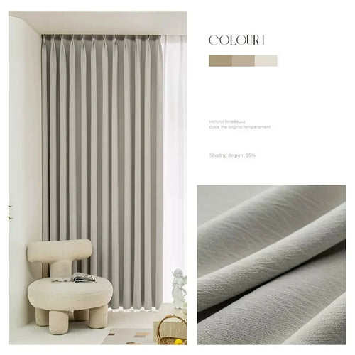 Rideau occultant style minimaliste plissé pour salon chambre - vue 10 sur 16