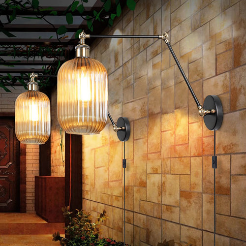 applique murale led nordique longue perche en verre avec interrupteur - vue 3 sur 11