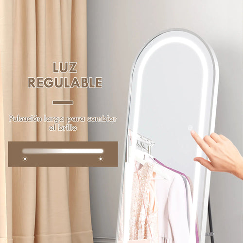 miroir intégral avec éclairage led en aluminium argenté - vue 5 sur 6