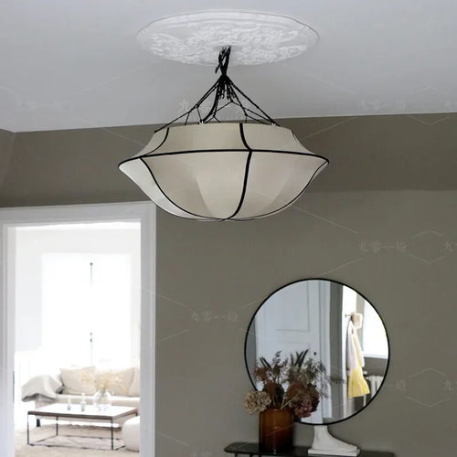 lustre rétro nordique en tissu pour décoration intérieure - vue 2 sur 9