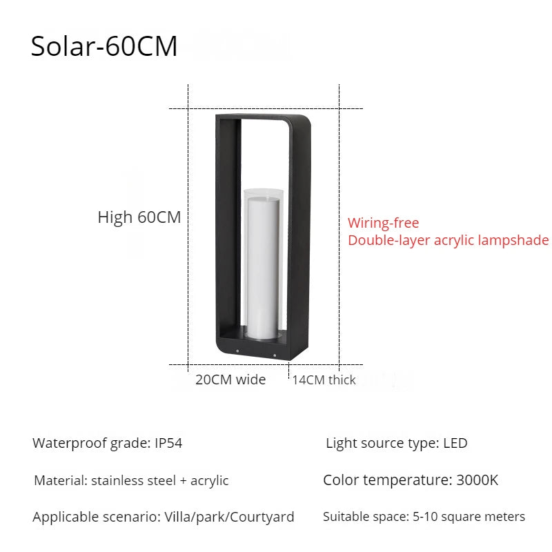 lampe solaire led extérieure étanche pour jardin et cour - vue 11 sur 21
