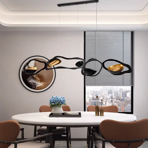 Lustre design noir et cuivré moderne - vue 4 sur 9
