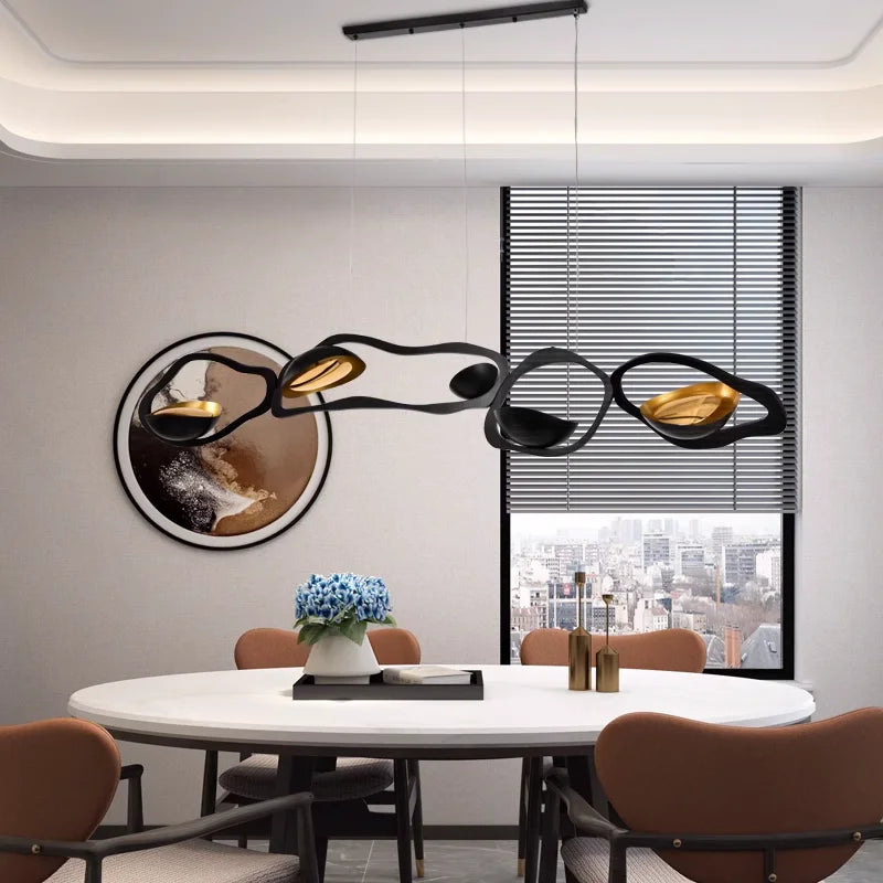 Lustre design noir et cuivré moderne - vue 3 sur 9