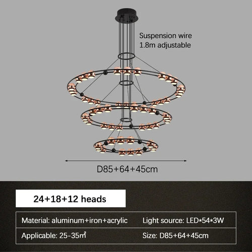 lustre led moderne en forme de haricot pour salon luxueux - vue 7 sur 13