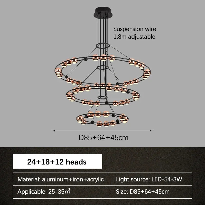 lustre led moderne en forme de haricot pour salon luxueux - vue 6 sur 13