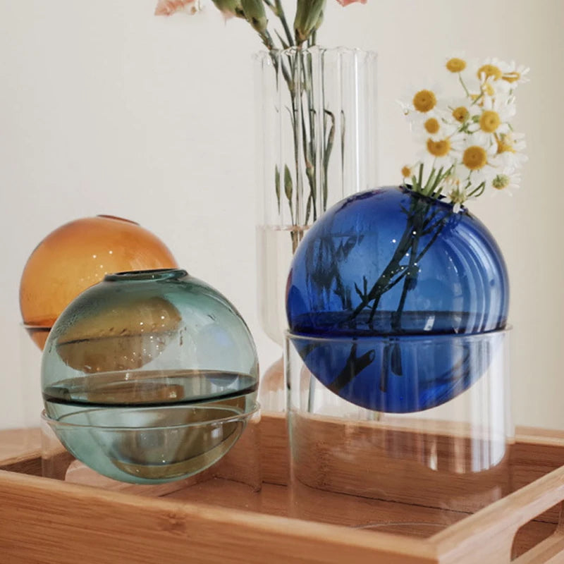 mini vase rond en verre pour décoration hydroponique écologique - vue 1 sur 18