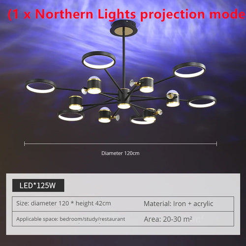 lustre led d'aurores boréales en cristal luxueux suspendu au plafond - vue 10 sur 16