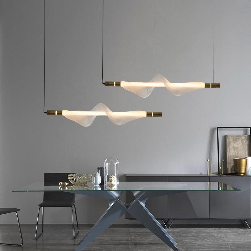 lustre artistique à led en acrylique design moderne éclairage suspendu - vue 3 sur 18