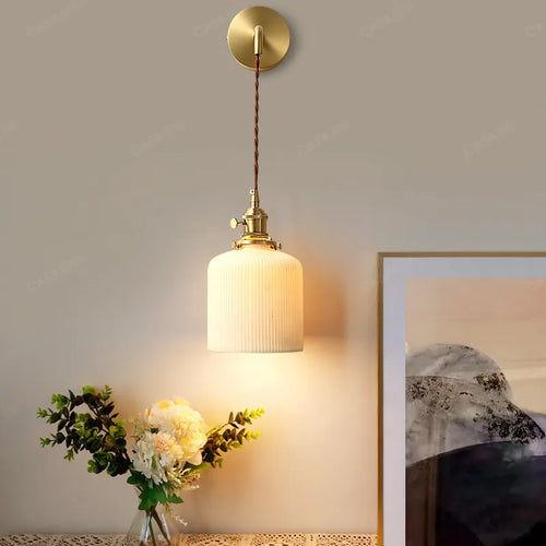 Applique murale dorée moderne céramique fil ajustable LED - vue 10 sur 23