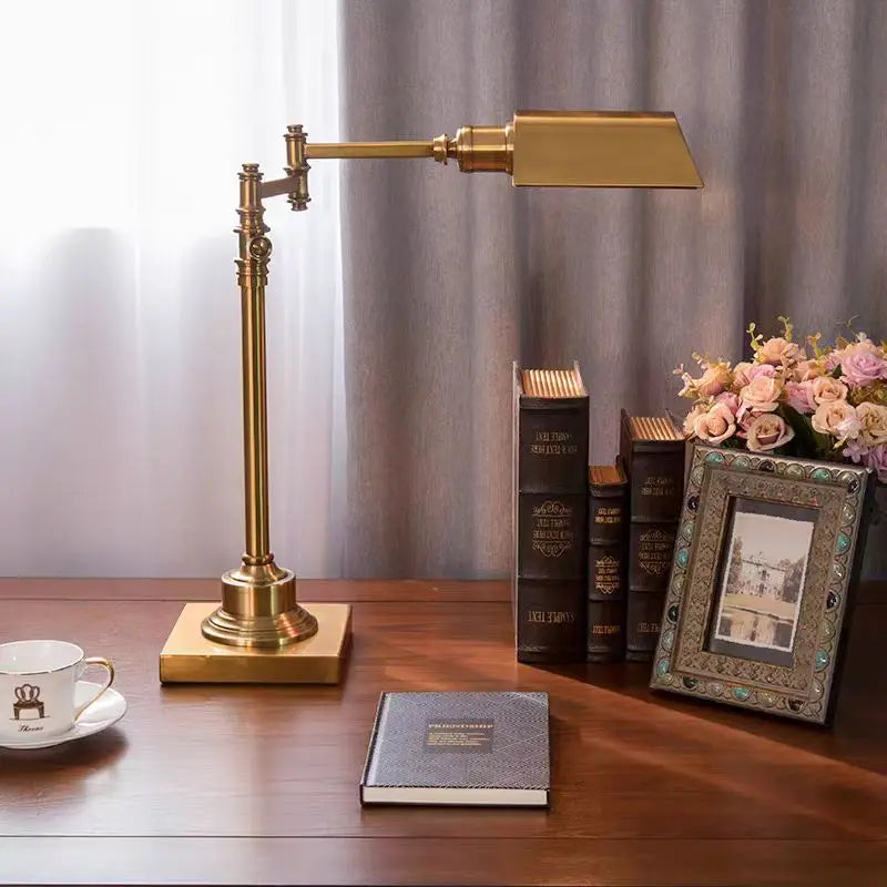 lampe de bureau en bronze style industriel rétro créatif pour travail - vue 3 sur 8