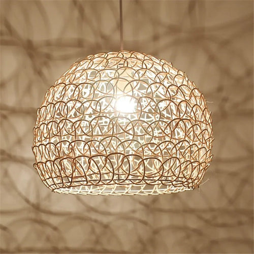 lustre en rotin tissé à la main style chinois moderne - vue 2 sur 14