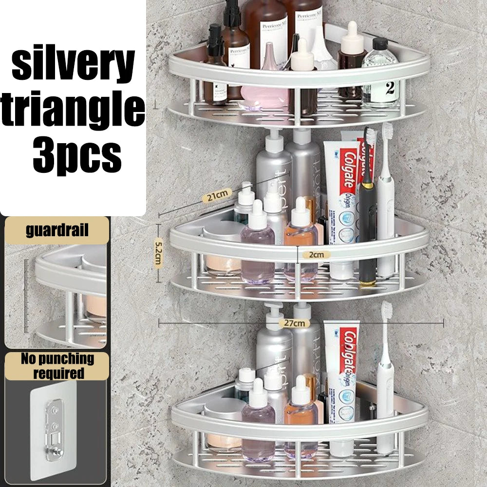 étagère d'angle murale sans perçage pour douche et serviettes - vue 10 sur 18
