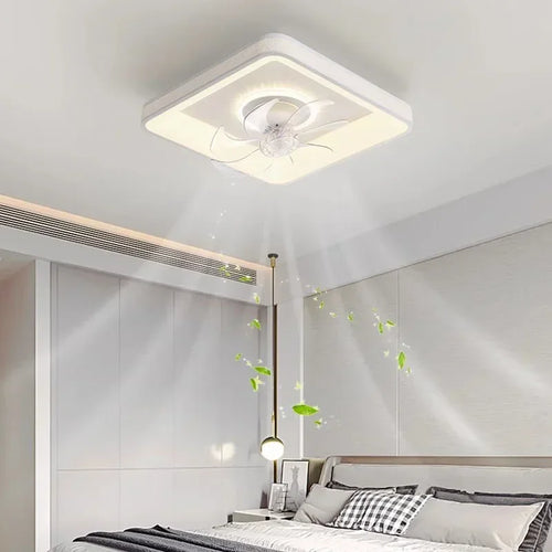plafonnier moderne à leds avec ventilateur et télécommande - vue 2 sur 14