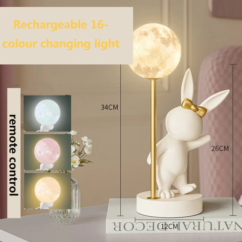Lampe de Table en forme de lapin rose nordique - vue 12 sur 16