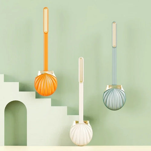 brosse de toilette en silicone avec support pratique et long manche - vue 5 sur 10
