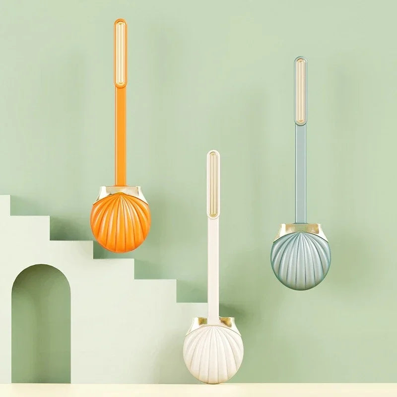 brosse de toilette en silicone avec support pratique et long manche - vue 5 sur 10