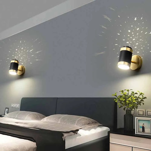 applique murale nordique moderne avec projection d'étoiles rotative pliante - vue 4 sur 9