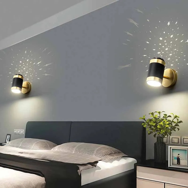 applique murale nordique moderne avec projection d'étoiles rotative pliante - vue 3 sur 9