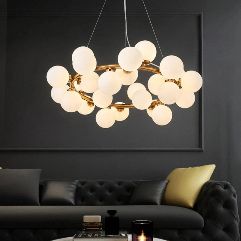 suspension lumineuse 25 têtes design romantique en verre - vue 5 sur 8