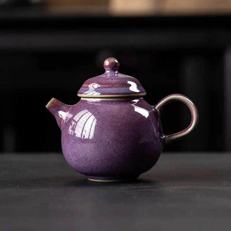 Théière artisanale ru kiln avec infuseur puer - vue 4 sur 7