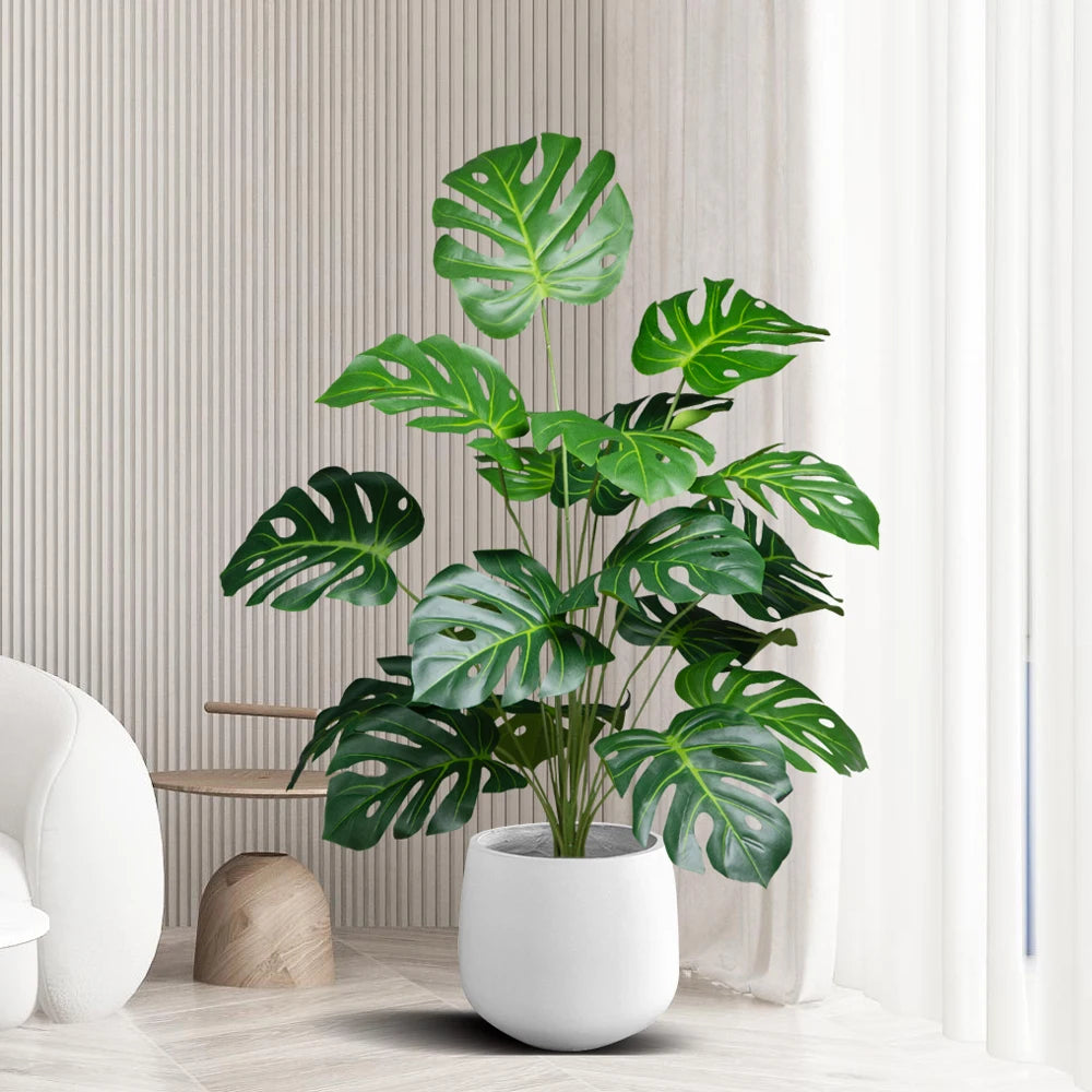 palmier artificiel 18 feuilles grandes plantes monstera décoratif pour intérieur - vue 2 sur 6