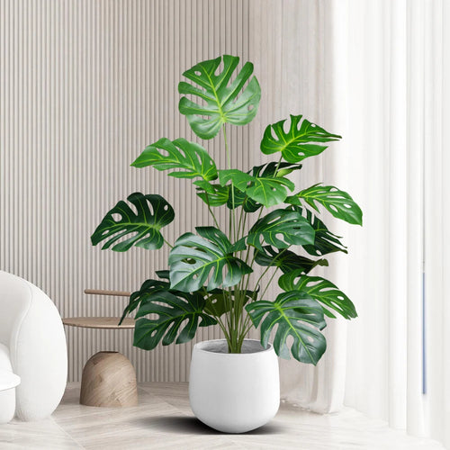 palmier artificiel 18 feuilles grandes plantes monstera décoratif pour intérieur - vue 2 sur 6