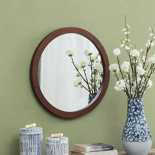 miroir vintage mural en bois de frêne pour salle de bain - vue 3 sur 7