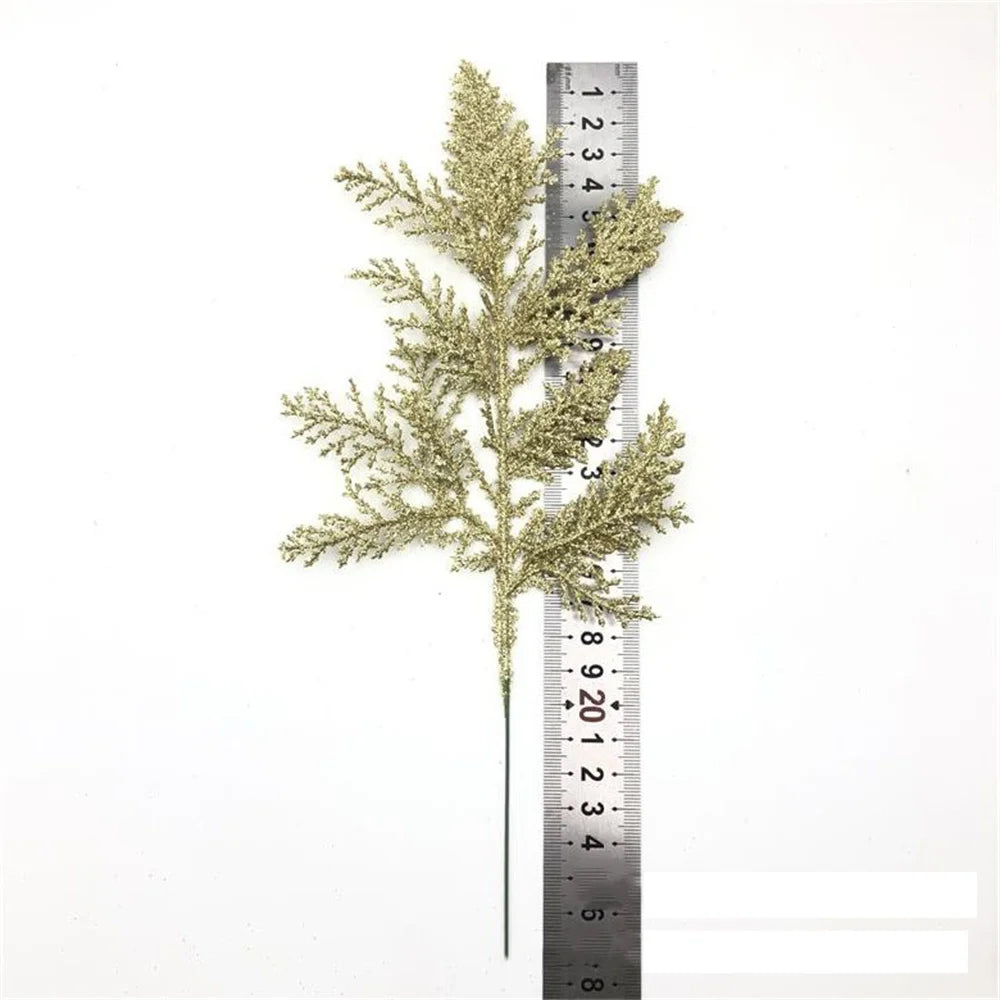 décoration de noël feuilles de pin paillettes pour bricolage couronne arbre - vue 5 sur 17