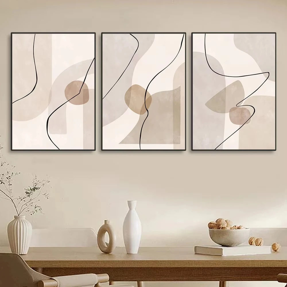 Tableau  art mural abstrait géométrique moderne pour décoration intérieure - vue 3 sur 9