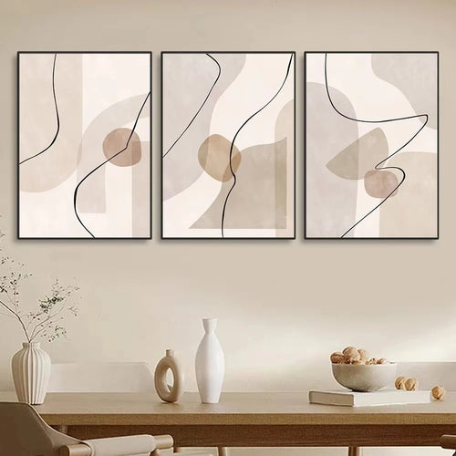 Tableau  art mural abstrait géométrique moderne pour décoration intérieure - vue 3 sur 9
