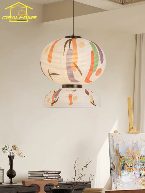 suspension japonaise wabi-sabi en papier de riz pour intérieur élégant - vue 2 sur 6