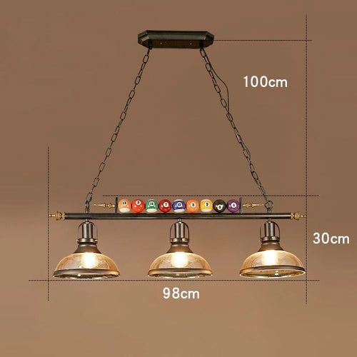 lustre vintage industriel en forme de boule de billard avec abat-jour en verre - vue 4 sur 9