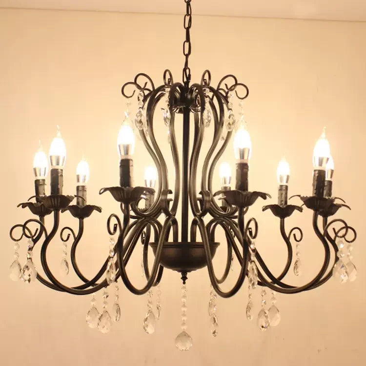 lampe à bougie en fer et cristal de luxe pour décoration intérieure - vue 10 sur 12